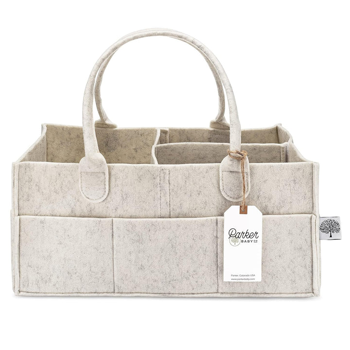 Diaper Caddy - Nursery Storage Bin and Car Organizer for Diapers and Baby Wipes - Gray, Large