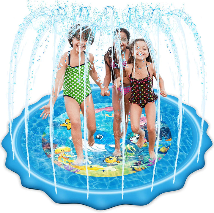 Upgraded 67" Splash Pad, Sprinkler & Splash Play Mat, Inflatable Summer Outdoor Sprinkler Pad Water Toys Fun for Children, Infants, Toddlers, Boys, Girls and Kids