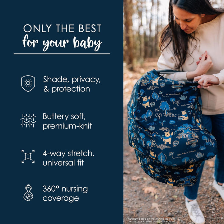 Original Disney 5-In-1 Cover, Winnie the Pooh, Added Privacy for Breastfeeding, Baby Car Seat, Carrier, Stroller, High Chair, Shopping Cart, Lounger Canopy - Newborn Essentials, Nursing Top