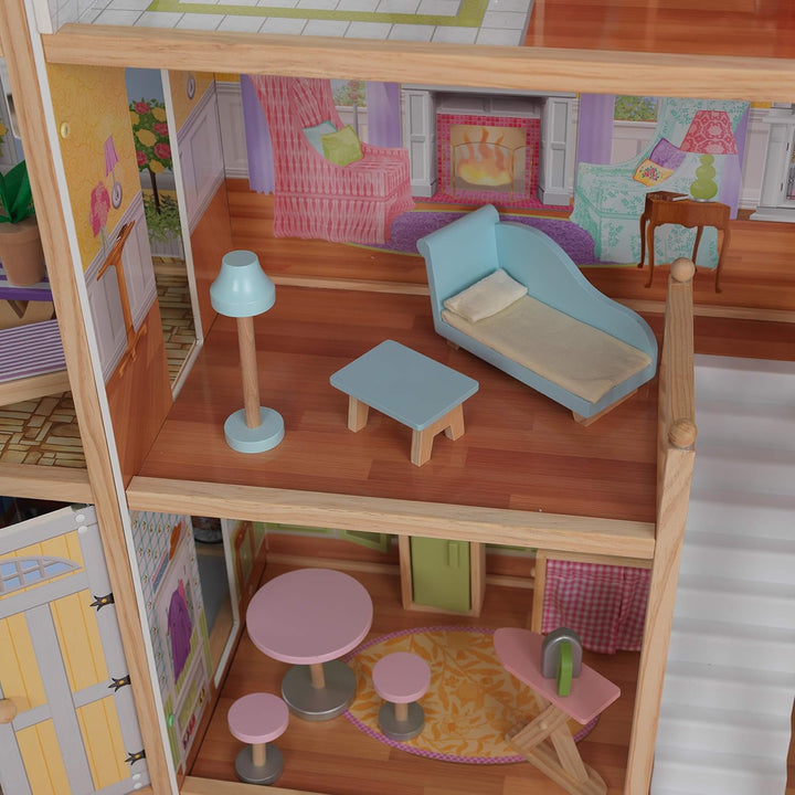 Majestic Mansion Wooden Dollhouse with 34-Piece Accessories, Working Elevator and Garage, Gift for Ages 3+