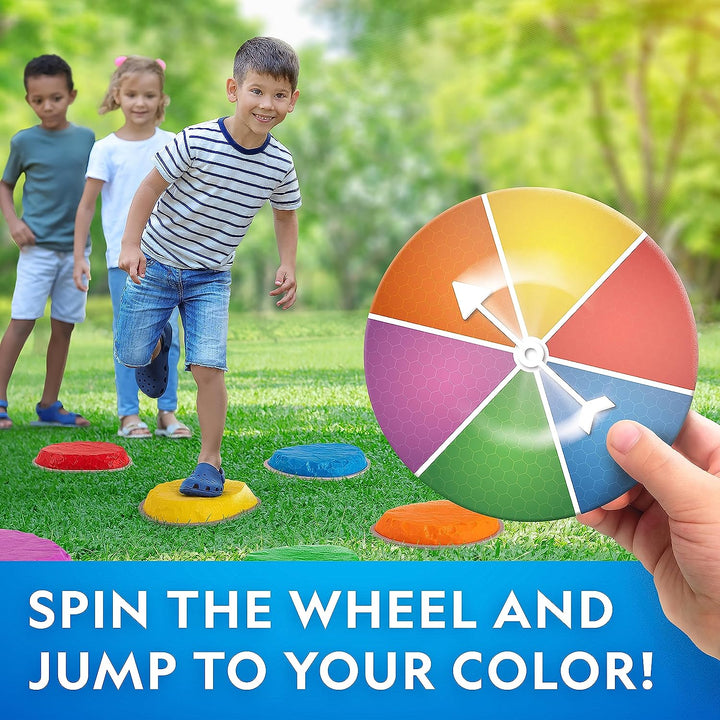NATIONAL GEOGRAPHIC Stepping Stones for Kids – Durable Non-Slip Stones Encourage Toddler Balance & Gross Motor Skills, Indoor & Outdoor Toys, Obstacle Course, Gifts for Toddlers (Amazon Exclusive)