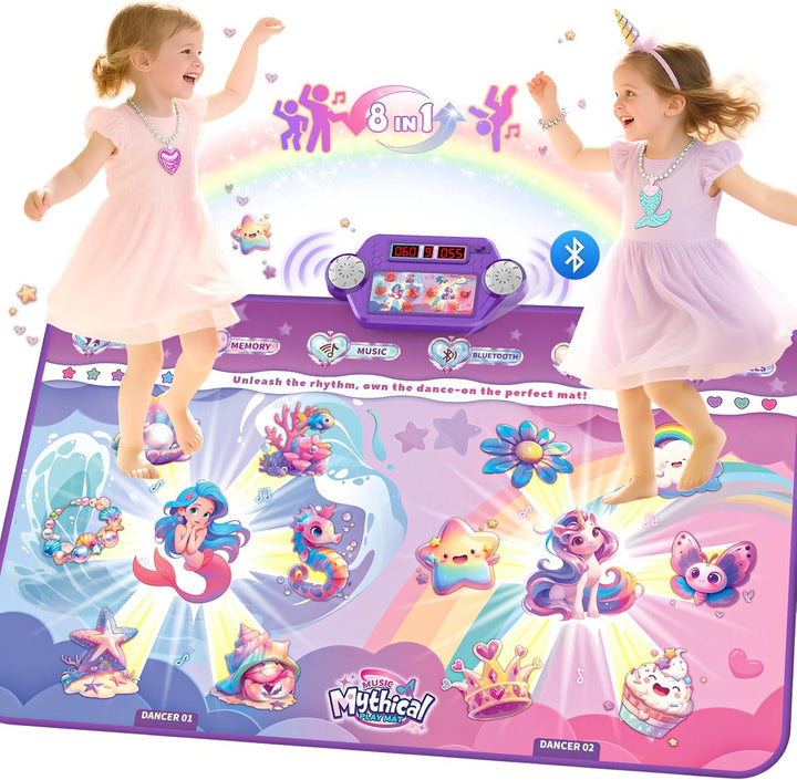 Upgraded Extra Large Electronic Dance Mats, Dance Pad with Single&Double Players Mode, Dancing Music Playmat with LED Light, Challenge Game as Christmas Birthday Gift for Kids Girls Boys 3-12 Year Old