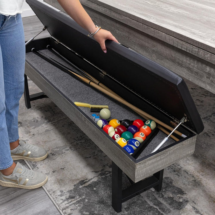 3-In-1 Pool + Poker Dining Table - Instant Transformation - Premium Black Felt - XL Flip Top Bench Storage - Modern Design