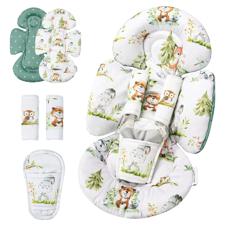 Infant Car Seat Insert Compatible with Mamaroo Swing & Graco Swing and Infant Car Seat, Newborn Insert Baby Head Body Support, Reversible Design, Breathable Soft Fabric, 1Pcs - Pink Floral
