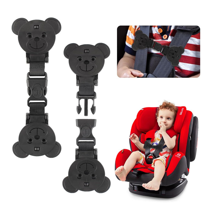 Anti Escape Strap Lock Baby Harness Chest Clip, Baby Safety Strap Prevent Children/Kids Taking Their Arms Out of High Chairs/Strollers/Baby Reins(2 Pack, Bear-Shaped)
