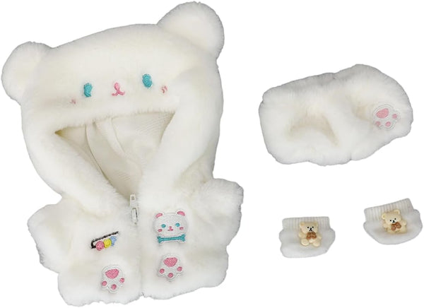 20Cm Plush Doll Clothes, Anime Plushie Outfit Suit Pajamas, 8 Inch Cotton Doll Clothes for Dolls Stuffed Animals (Whitebearnew Suit)