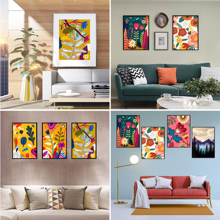 6 Pack Paint by Numbers for Adults- DIY Acrylic Painting Paint by Numbers Kits on Canvas without Frame, Simple Flower Oil Painting for Home Wall Decor 9.8X13.8Inch