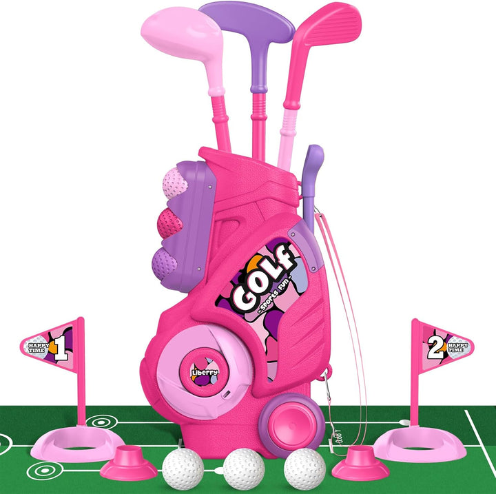 Toddler Golf Set, Upgraded Kids Golf Cart with Unique Shoulder Strap Design, Indoor and Outdoor Golf Toys for Boys and Girls Aged 1-5 Years Old