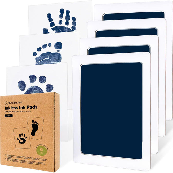 4-Pack Inkless Baby Hand and Footprint Kit - Mess Free Ink Pad for Newborn Keepsake, Dog Nose & Paw Print Kit, Clean Touch Ink Pad for Baby Hand & Footprints, Ideal New Mom Gifts (Jet Black)