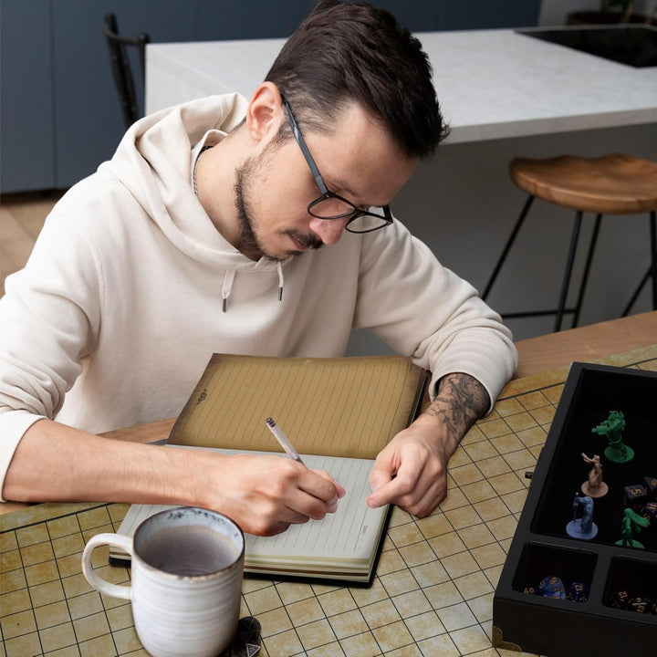 DND Dice Tray 3 in 1 - Dice Box with D&D Dice Metal - Wooden Dice Tray | DND Dice Box with DND Journal for RPG Table Games (200 Page) - DND Set for Dungeons & Dragons Players -