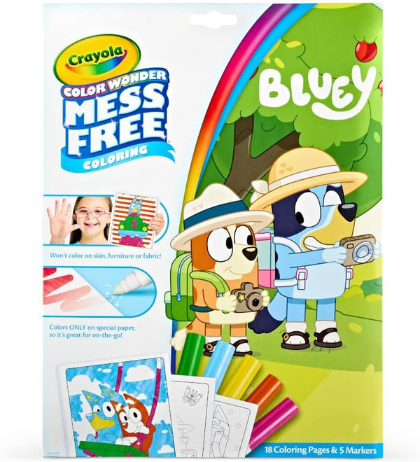 Bluey Color Wonder Coloring Set, 18 Bluey Coloring Pages, Mess Free Coloring for Toddlers, Bluey Toys, Gifts for Kids
