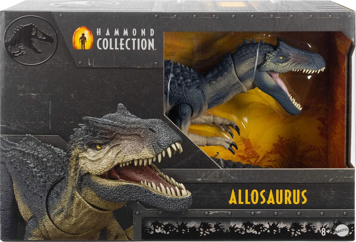 Jurassic World Hammond Collection Allosaurus Dinosaur Action Figure, Premium Movie Design, Glass Eyes & Wired Tail, 19 Points of Articulation