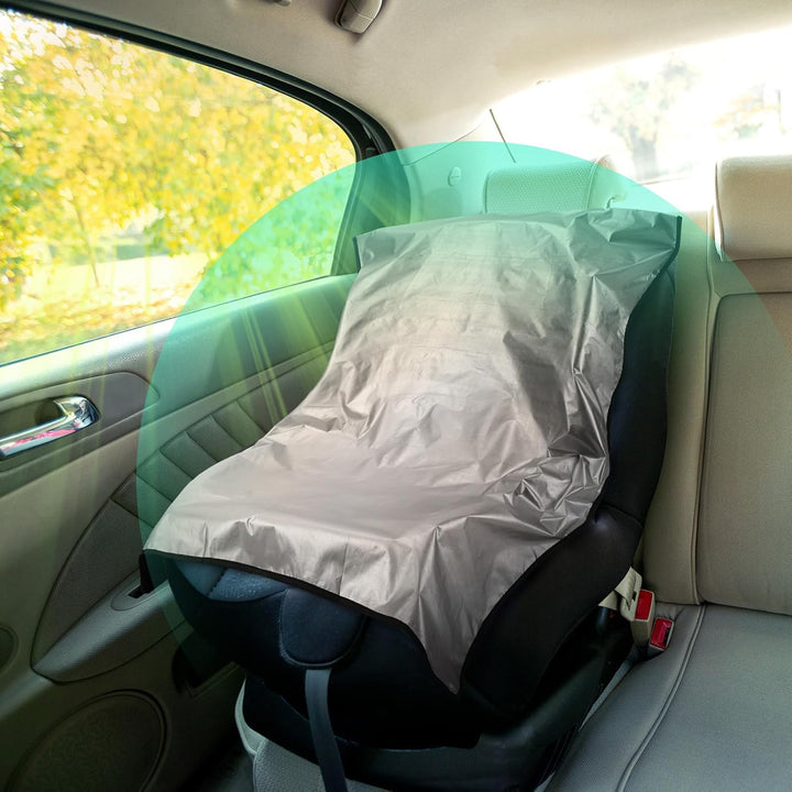 2 Pcs Car Seat Sun Shade Cover Car Seat Cooler Toddler Car Seat Cover Heat Protector Reflective Baby Seat Covers Keep Baby Cool and Child Safety for Travel (Strap Style,Silver Coated Cloth)