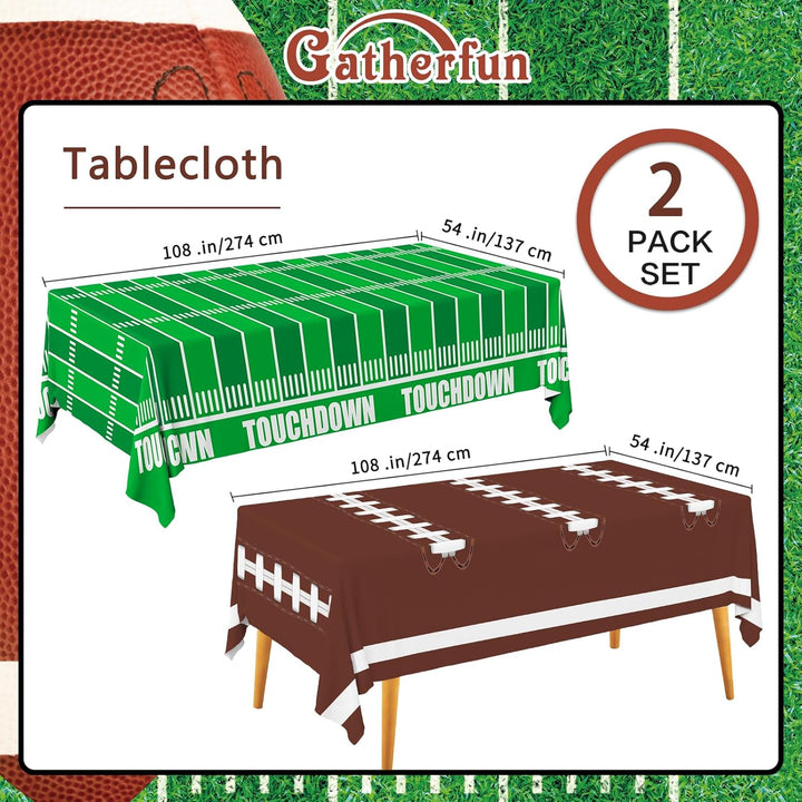 Football Party Decorations Disposable Tablecloth Plastic Touchdown Table Cover for Birthday Football Party Games Decoration 54 X 108Inch，2 Pack