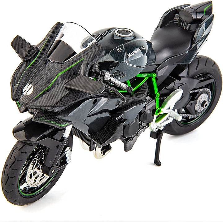 Compatible for 1:12 Kawasaki Ninja H2R Motorcycle Diecast Model, Suspension and Free Roller, Toy Car, Motorcycle Collection, Gift Black
