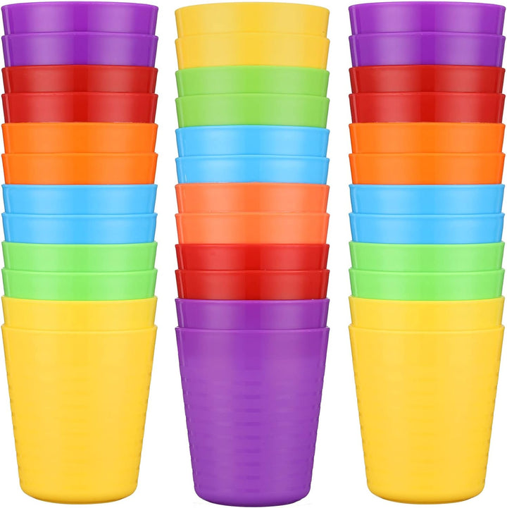 36Pcs Kids Cups 8 Oz Unbreakable Plastic Stackable Juice Reusable Tumblers Bulk Plastic Drinking Cups for Toddlers Baby Kids, Dishwasher Safe, 6 Colors(Bright Colors)