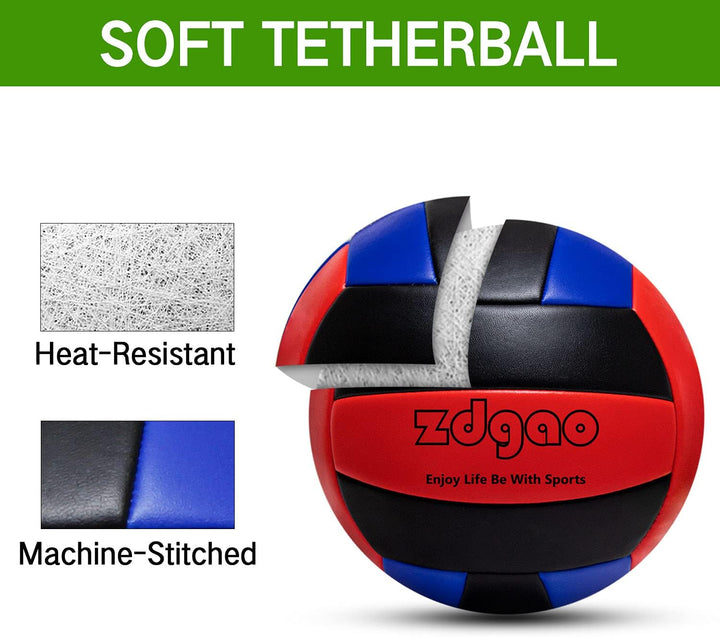 Soft Tether Ball- Replacement Tether Ball Come with Rope and Pump Set | Outdoors Game for Family Fun Play