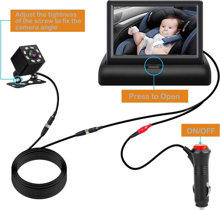 Baby Car Camera Monitor,Baby Car Mirror,Digital Display, View Infant in Rear Facing Seat with Wide Clear View,Aimed at Baby-Easily to Observe the Baby'S Every Move