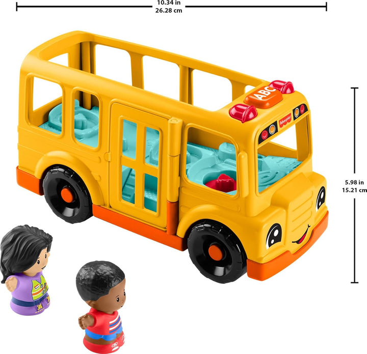 Little People Toddler Toy School Bus Musical Push-Along Vehicle with 2 Figures for Pretend Play Ages 1+ Years