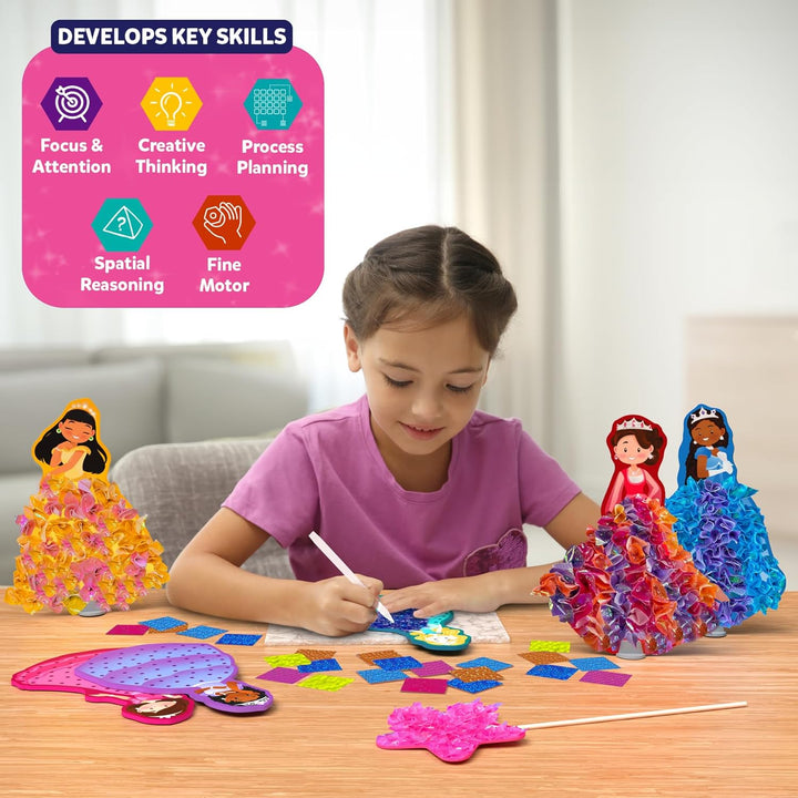 Poke-In Art - Magical Princesses, Mess-Free Fun for Kids, DIY Wood Craft Kits, Creative Activity, Gifts for Girls & Boys Ages 4, 5, 6, 7, 8, 9