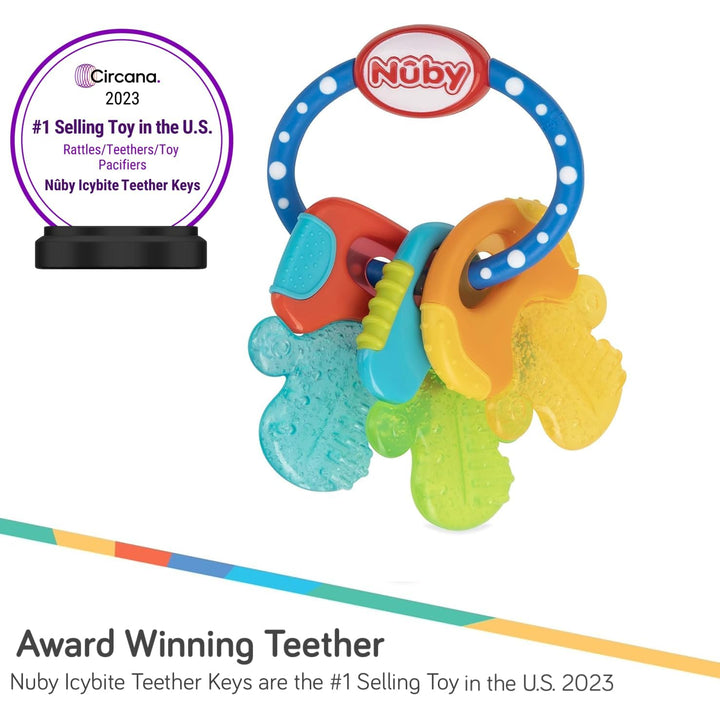 Ice Gel Teether Keys - Silicone Soothing Baby Teether Toys for Infants - Gentle for Sore Gums Colorful and Fun Toys - Safe and Durable Infant Baby Teething Toy - Blue