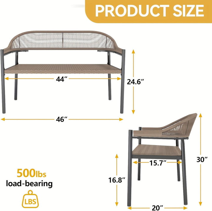 1Pc Heavy Duty Gray Loveseat Chair with Armrests - Outdoor Patio Bench, Rocking Chair for Porch and Lawn, Bench Swing Chair Heavy Duty Porch Rocking Chair Loveseat Gray.