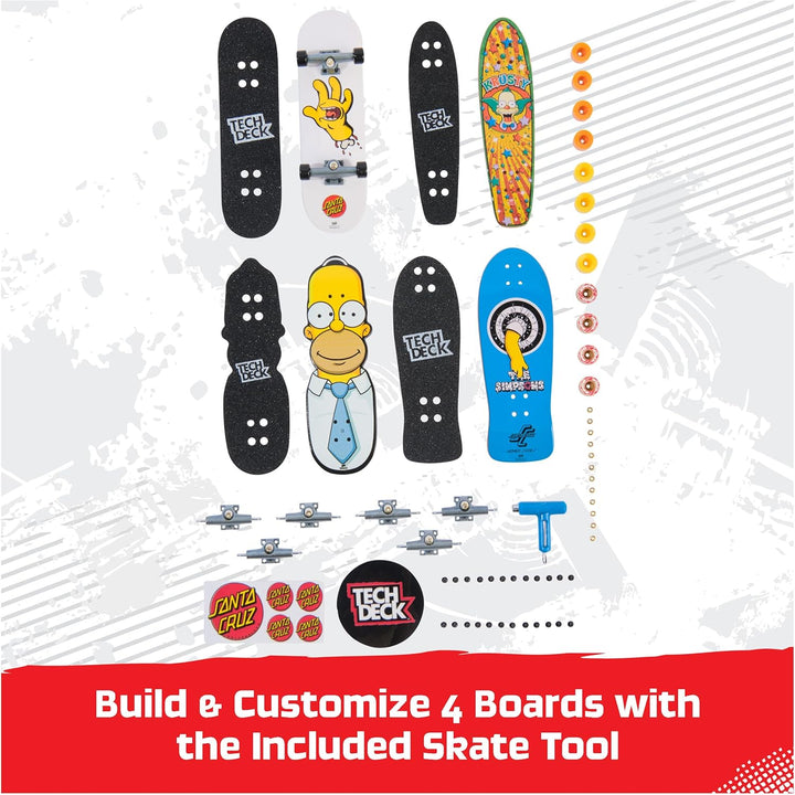 Tech Deck, Ultra DLX Fingerboard 4-Pack, Simpsons Skateboards, Collectible and Customizable Mini Skateboards, Kids Toys for Ages 6 and Up