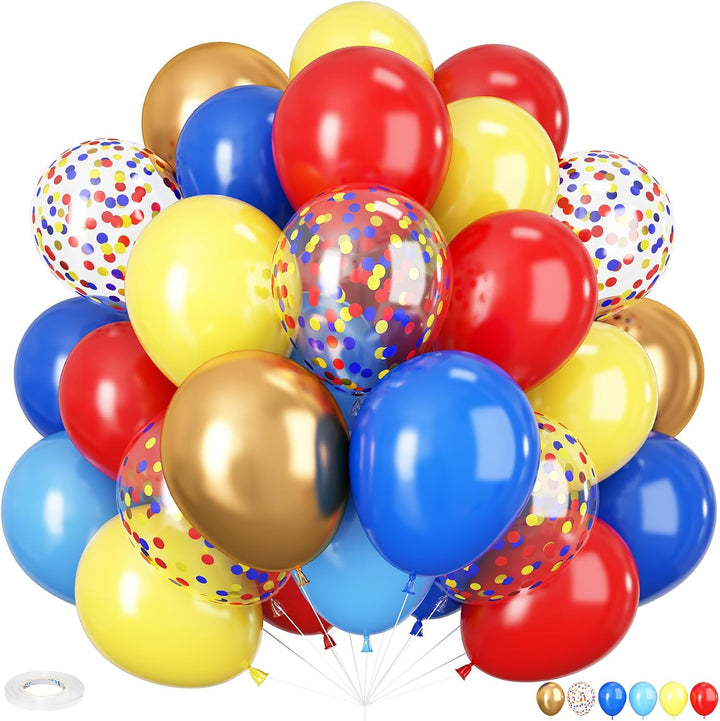 Dusty Blue and Gold Balloons, 60 PCS 12 Inch Slate Fog Pastel Baby Blue Sand White and Gold Balloons for Baby Boy Shower Bridal Shower Birthday Wedding Party Decorations