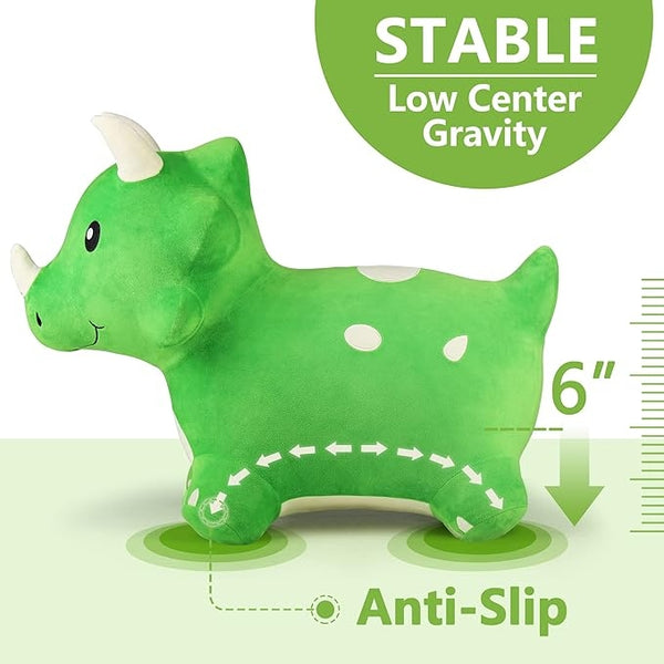 Bouncy Pals Dinosaur Hopper Toy 2 Year Old Boy, Toddler Plush Bounce Animals, Ride on Bouncing Triceratops for Kids, Outdoor Hopping Horse Bouncer, Cool Birthday Gifts 3 4 5 6 Yr Girls