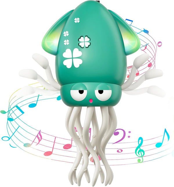 Dancing Octopus Baby Toy, Electric Crawling Octopus Tummy Time Toy, Rechargeable Magic Dancing Music Squid Baby Toys for 3 4 5 Year Old Kids Boy Girl Birthday Gifts Christmas Stocking Stuffers(Green)