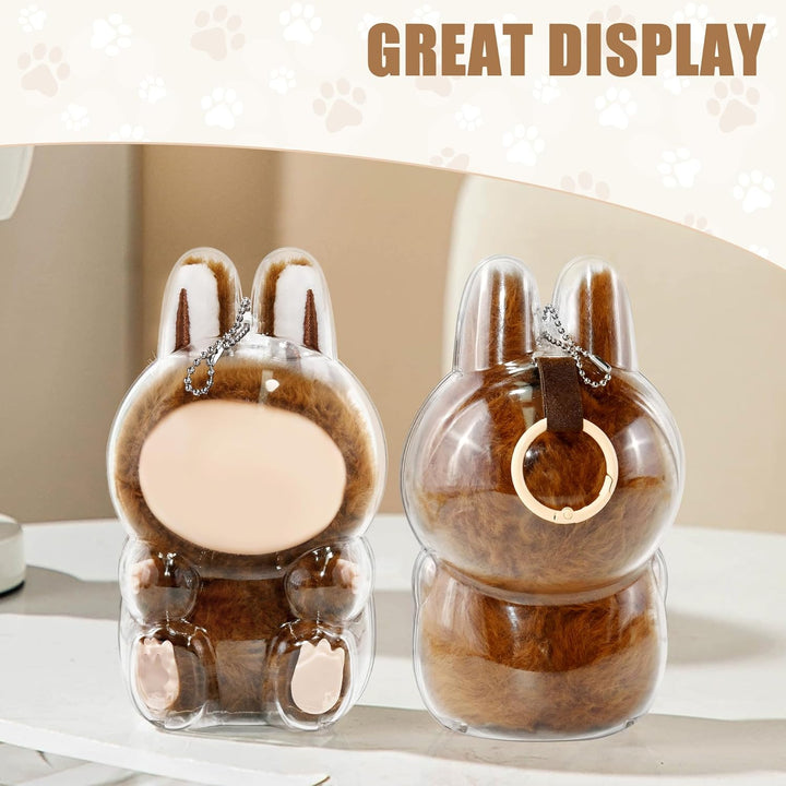 Protective Case for LABUBU, High Clear Case Cover for Labubu Have a Seat, Acrylic Display Box with Keychains (Doll Not Include)