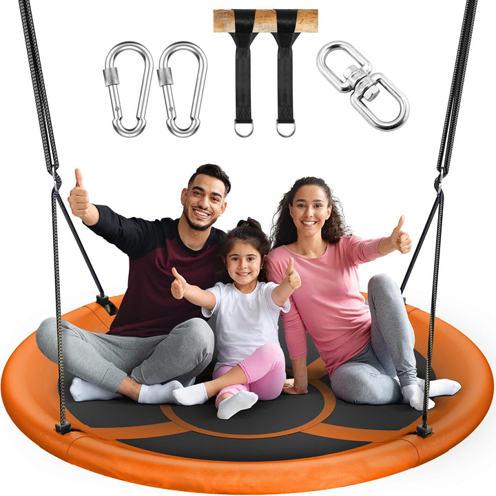 43" Saucer Tree Swing for Kids Adult, 700Lbs Weight Capacity, Waterproof Flying Saucer Swing with Adjustable Hanging Straps, Swing Seats for Backyard Outdoor Indoor Playground, Blue