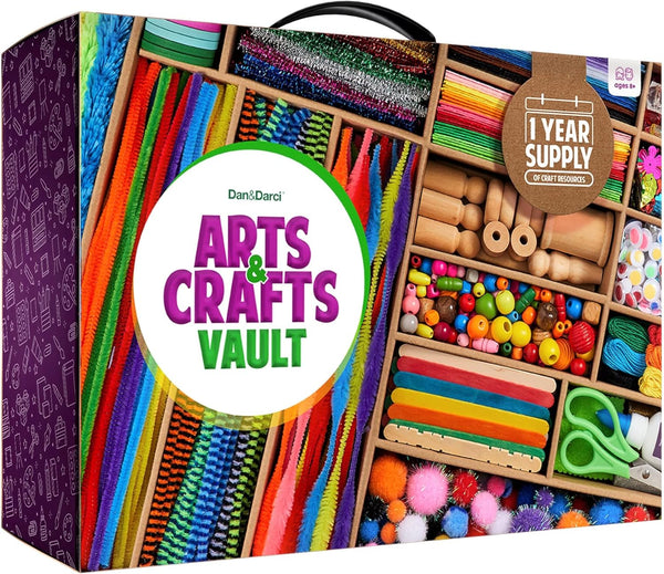 Arts and Crafts Vault - Craft Supplies Kit in a Box for Kids Ages 4 5 6 7 8 9 10 11 & 12 Year Old Girls & Boys - Crafting Set Kits - Gift Ideas for Kid Art Activity Gifts