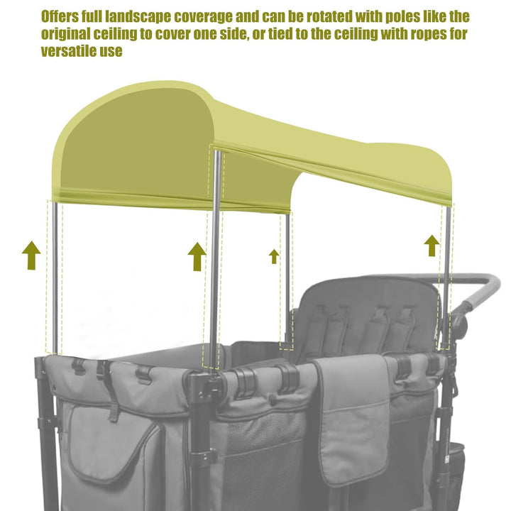 Stretchy Panoramic Canopy Compatible with Wonderfold Stroller Wagons W2/W4 All Model,Sun Shade and Protection for Riders(Olive-Green)