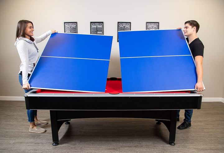 Maverick 7-Foot Pool and Table Tennis Multi Game with Red Felt and Blue Table Tennis Surface. Includes Cues, Paddles and Balls