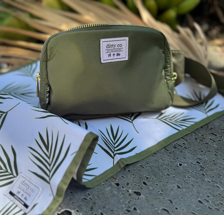 Mini Diaper Bag Belt Bag with Changing Pad - Compact Crossbody for Moms - Hands-Free Baby Travel Essentials - Stylish and Lightweight for On-The-Go Parents - Waterproof and Washable Design
