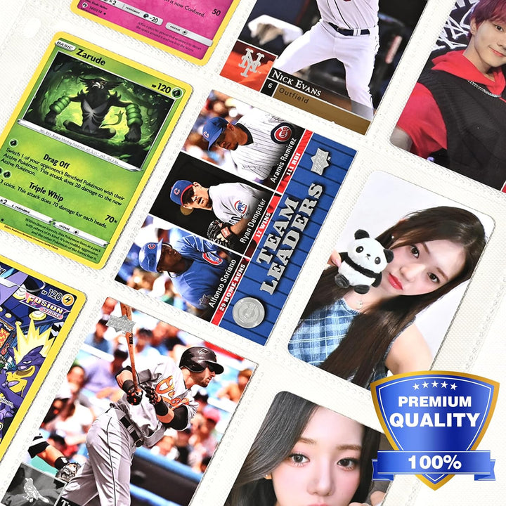 42 Pack 9 Pocket Double Side Card Sleeves Binder Sheets, Holds 756 Cards, Trading Card Binder Sleeves for 3 Ring Binder, Card Sleeve Pages for Baseball, Football, Business, TCG, Kpop Cards