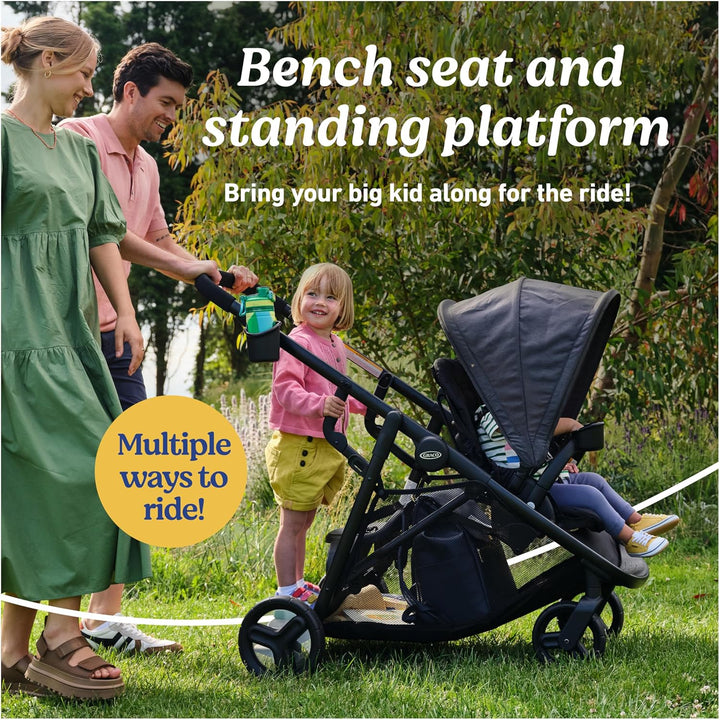 Ready2Grow LX 2.0 Double Stroller Features Bench Seat and Standing Platform Options, Clark