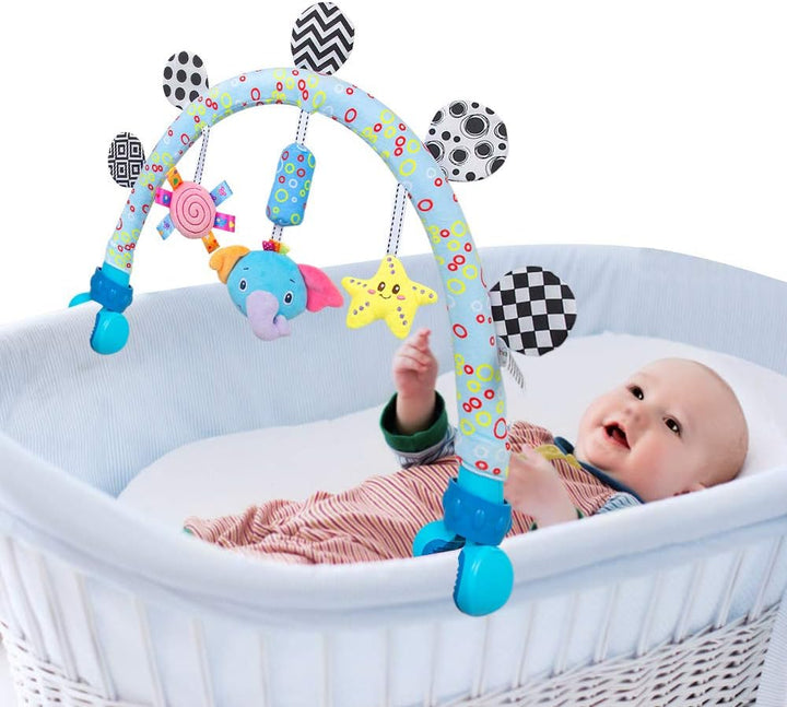 Travel Arch Bassinet Toys for Baby Hanging on Stroller, Crib & Pram. Activity Toy Bar for Baby Bouncer(Purle)