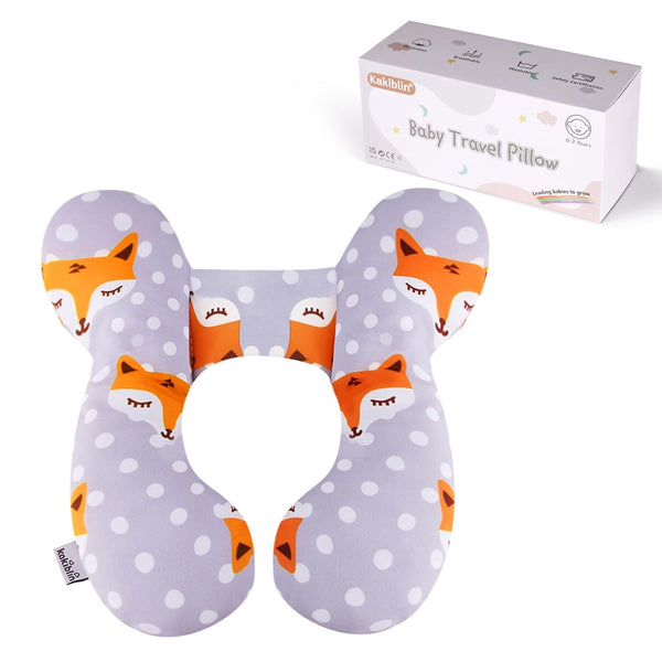 Baby Travel Pillow,Baby Neck Pillows for Car Seat,Upgraded Baby Head Pillow,Toddler Head and Neck Baby Support Pillow for Car Seat, Pushchair,Travel (Gray Fox)