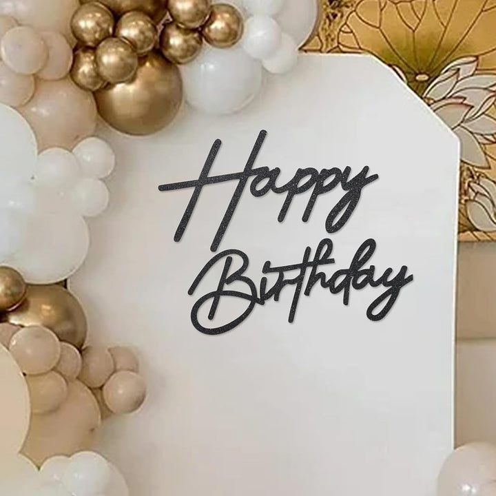 Happy Birthday Sign for Backdrop - Glitter Felt Happy Birthday Letter Sign for Balloon Arch Birthday Party Balloon Arch Backdrop Decorations for Birthday Party Baby Shower - Gold