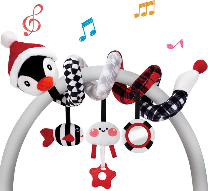 Car Seat Toys for Babies 0-6 Months Girl - Baby Toys 3-6 Months - Rattle, Mirror, Crinkle, Squeaky Carseat Stroller Toy 0-6 Months Developmental Newborn Baby Girl Birthday Gifts