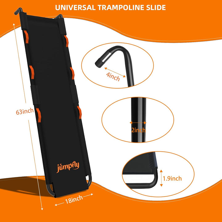 Trampoline Slide Ladder Universal Trampoline Ladder with Handles Strong Tear Resistant Fabric Trampoline Accessories for Kids Toddler Climb up & Slide Down, Orange