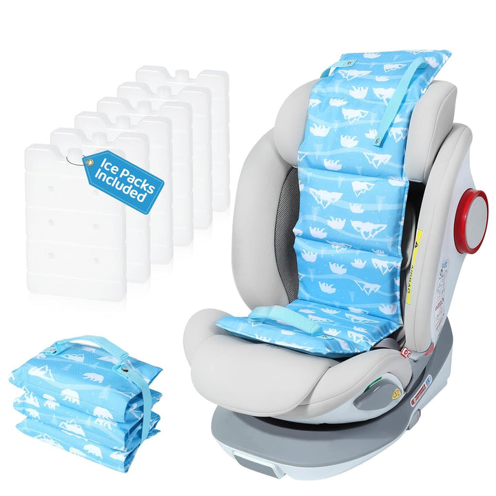 Car Seat Cooling Pad for Toddler with Removable Ice Pack, Summer Baby Cooling Pad for Car Seats and Strollers, Portable Carseat Cooler Ice Cushion, Keeping Baby Cool in the Summer, Gray