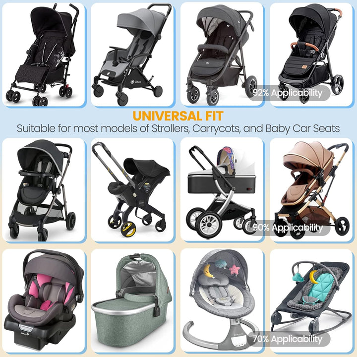 Universal Mosquito Net for Stroller, Baby Bug Net with Two-Way Zippers & Storage Bag, Breathable & Foldable Mosquito Nets for Strollers, Car Seat, Bassinet, Cradle, Portable Mini Crib, Black