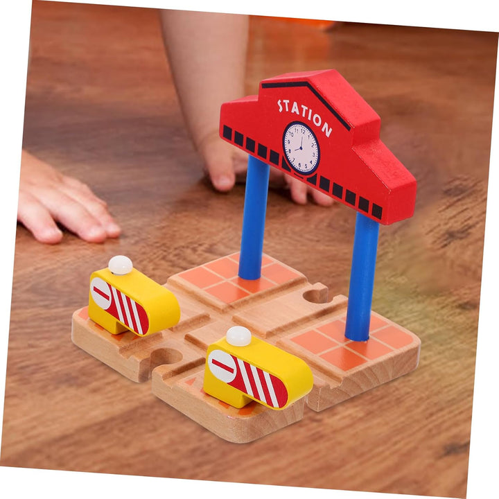 Wooden Railway Station Platform for Train Track Accessory Educational DIY Model for Imaginative Play and Problem Solving Early Learning Plaything