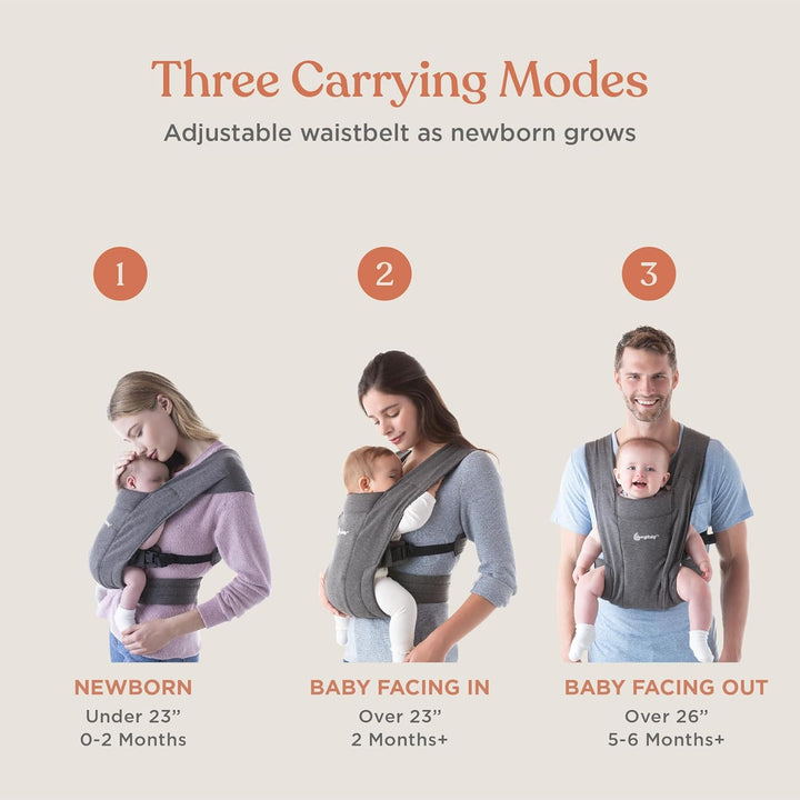 Embrace Baby Carrier Newborn to Toddler - Breathable Baby Carriers for Summer - Cozy Essentials (7-25 Pounds), Ponte Knit, Cream