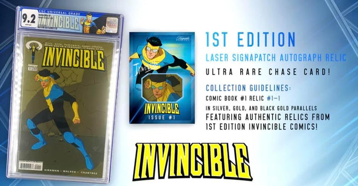2025 Invincible Season 1  Premiere Hobby Edition: 2 Relics per Box Guaranteed, Chase Rare Autos & Patches
