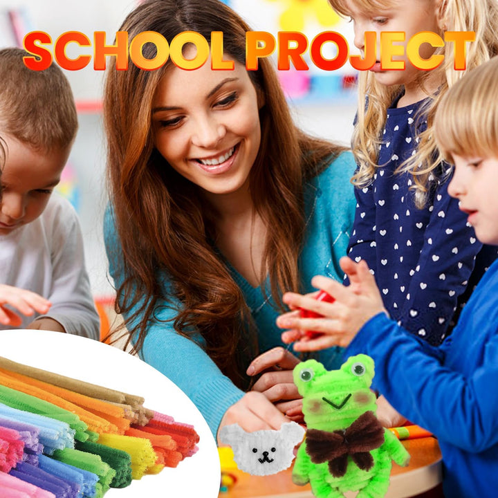 200PCS Pipe Cleaners with Instruction Manual 20 Colors Chenille Stems Bulk Art Craft Supplies Colorful Thick Fluffy Fuzzy Wire Sticks DIY Project for Kids Adults Back to School Supplies