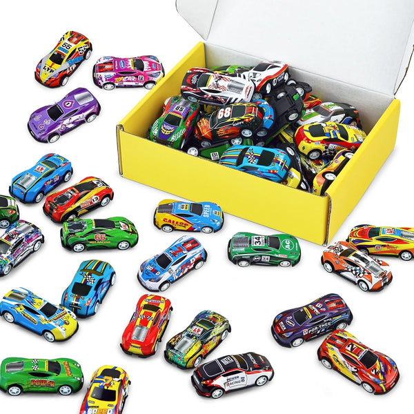 30 Mini Race Cars for Classroom Prizes, Party Favors for Kids 4-8 Years Old, Bulk Small Pull Back Car Toys for Treasure Box, Mini Toys Cars for Boys and Girls